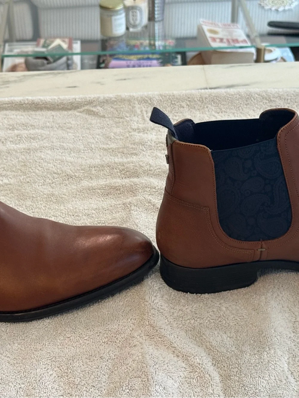 Ted Baker Brown Leather Chukka Boots with Black Elastic Panels